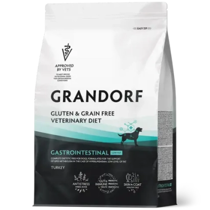 Сухой корм GRANDORF VETERINARY DIET Dog GASTROINTESTINAL LOW FAT Полнорационный диетический корм для собак, способствующий регуляции метаболизма липидов при гиперлипидемии, индейка 1кг
