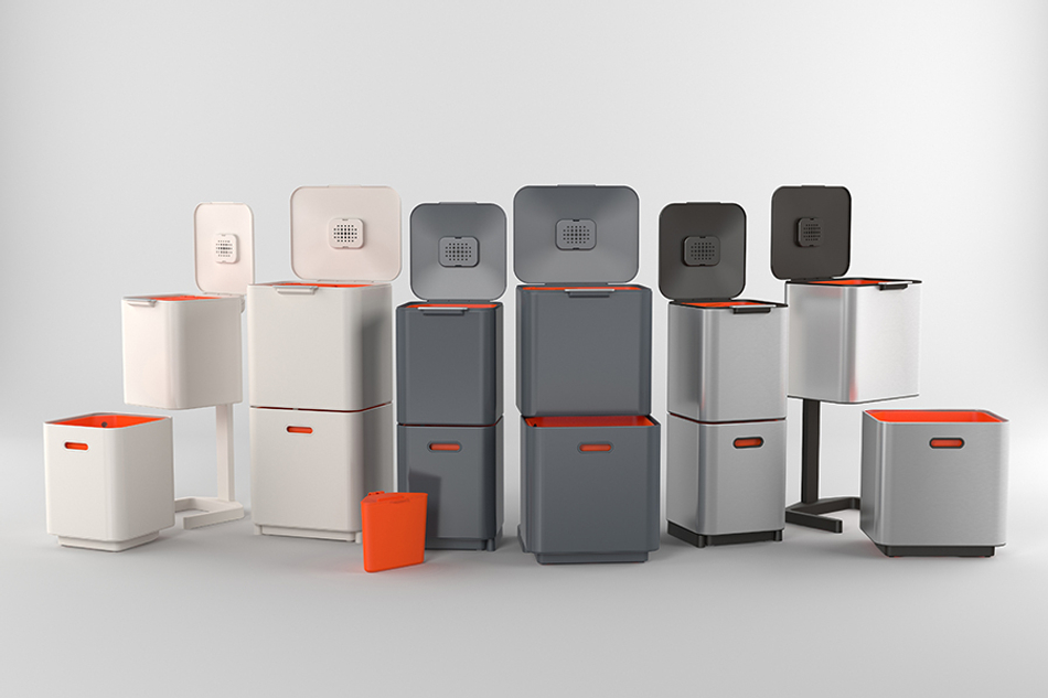 Контейнер для мусора с двумя баками Totem Compact 40 л белый, Joseph Joseph