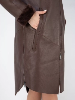 Дубленка зима натуральная удлиненная с капюшоном