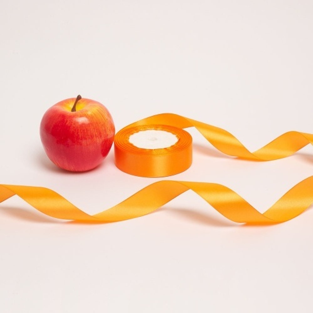 Лента атласная оранжевая, 25мм х 22м