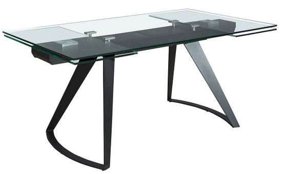 Прямоугольный раздвижной обеденный стол 1150 из стекла и черной стали Испания