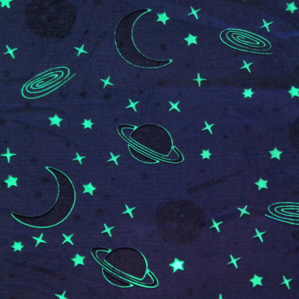 Плед 180*200см «Neon-Космос» светящийся, цвет голубой, микрофлис Ультрамарин