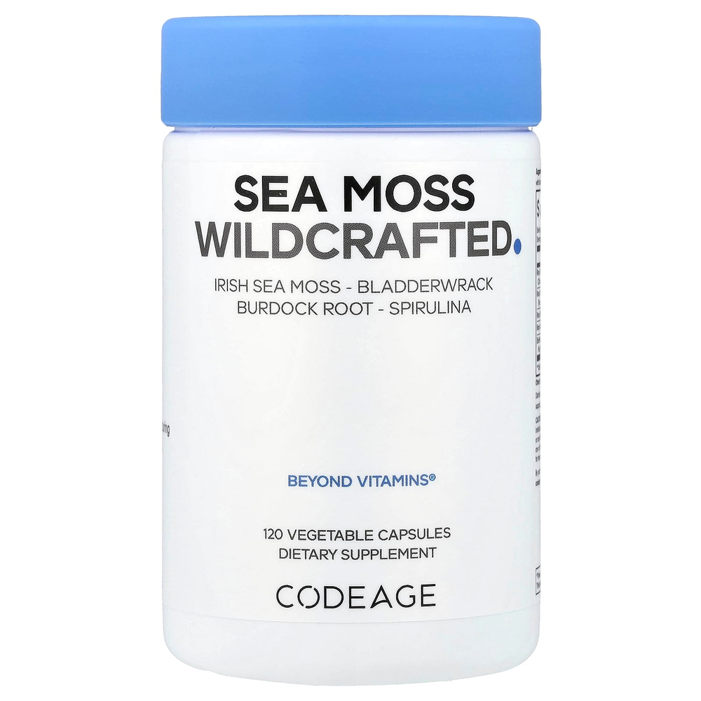 Codeage, морской мох, дикорастущий, 120 растительных капсул