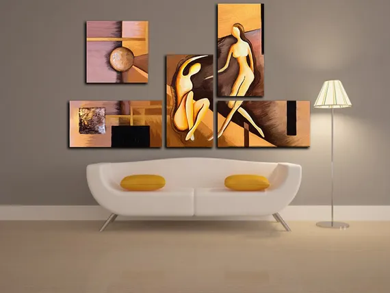 Модульная картина "Влюбленные силуэты"