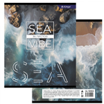 Тетрадь 36 л., А5, линия, Alingar "Sea vibe", скрепка, второй блок 60г/м2, мелованный картон (стандарт), 4 дизайна в пленке т/у