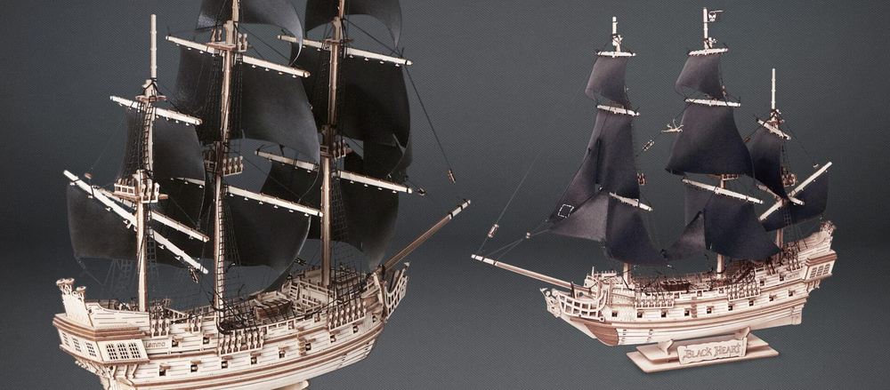 Корабль "Черное сердце" (Lemmo). Сборная модель, деревянный конструктор, 3D пазл, подарки, хобби, короблестроение