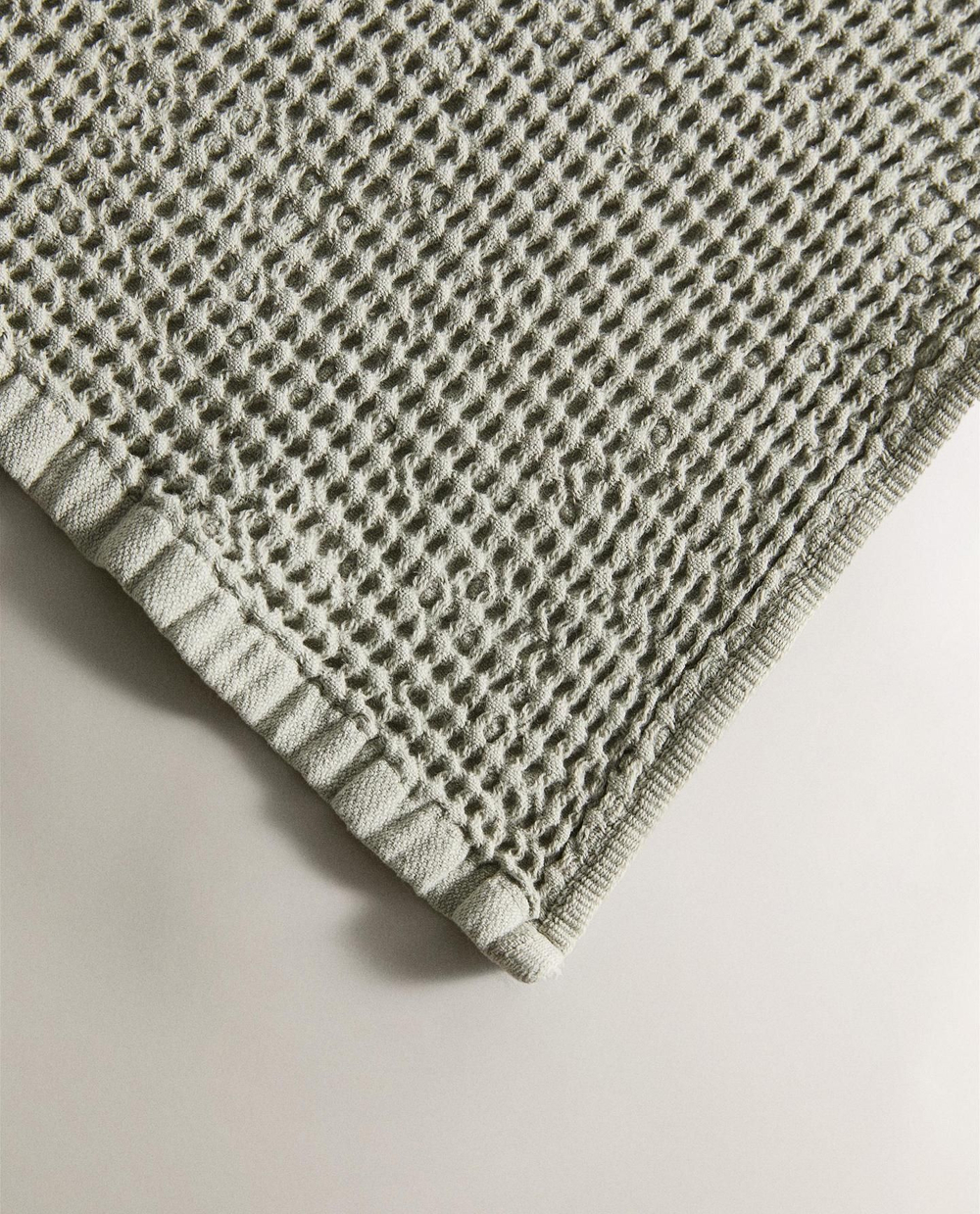 Zara Home - Мини вафельное банное полотенце, зеленый, 30х50 см