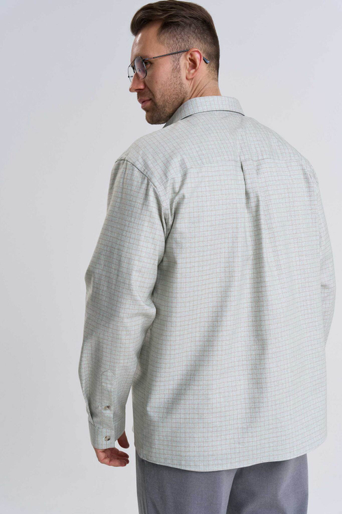 Сорочка мужская ZEER длинный рукав, цвет светло-зеленый в клетку, хлопок 100% 55416 02