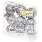 Новогодние шары 3 см (набор 9 шт) «Микс фактур», серебро