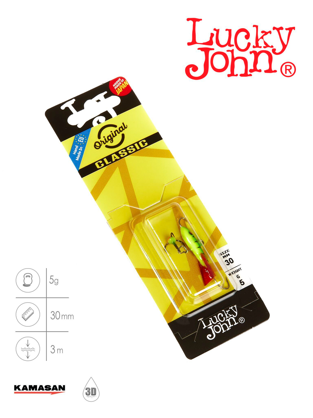 Балансир Lucky John CLASSIC 3 с тр. 30мм/36RT блистер