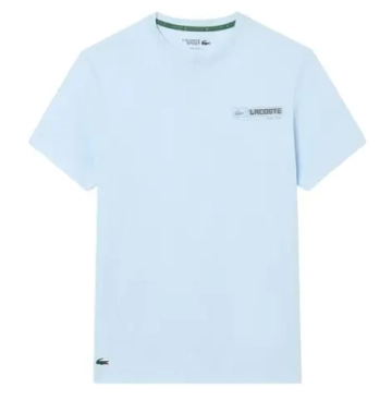 Мужская теннисная футболка Lacoste Ultra Dry Printed Sport - light blue/blue