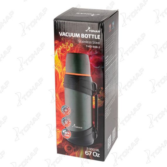 Термос (T-KD-938-2) 2000ML хаки (дополн.пласт.чашка, ручка) TONAR