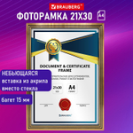 Рамка 21х30 см небьющаяся багет 15 мм пластик BRAUBERG "Respect" бронзовая (2 штуки в упаковке)