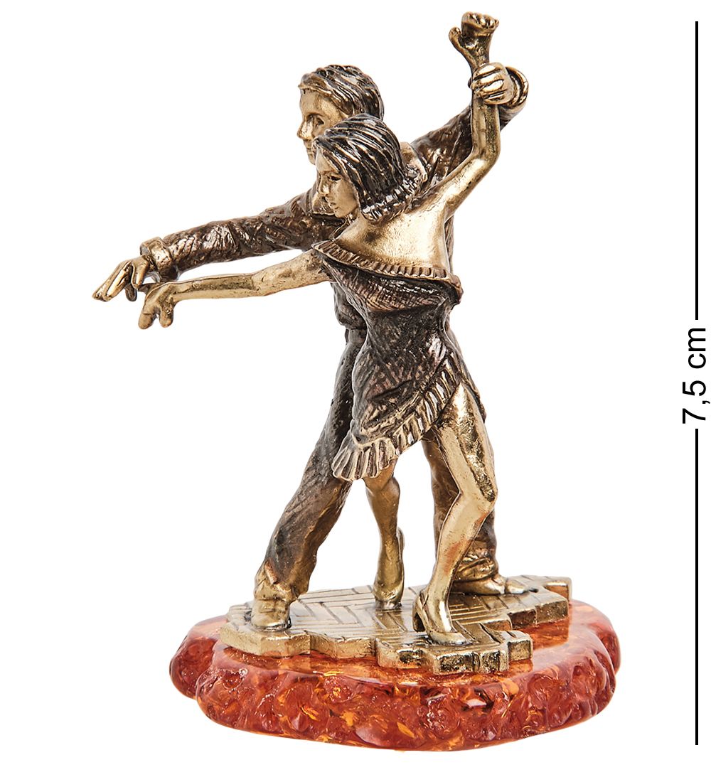 Народные промыслы AM-2169 Фигурка «Парочка-Бальные танцы» (латунь, янтарь)