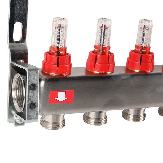 Коллектор Rommer 1"x3/4" на 9 контуров с расходомерами и запорными клапанами RMS-1201-000009