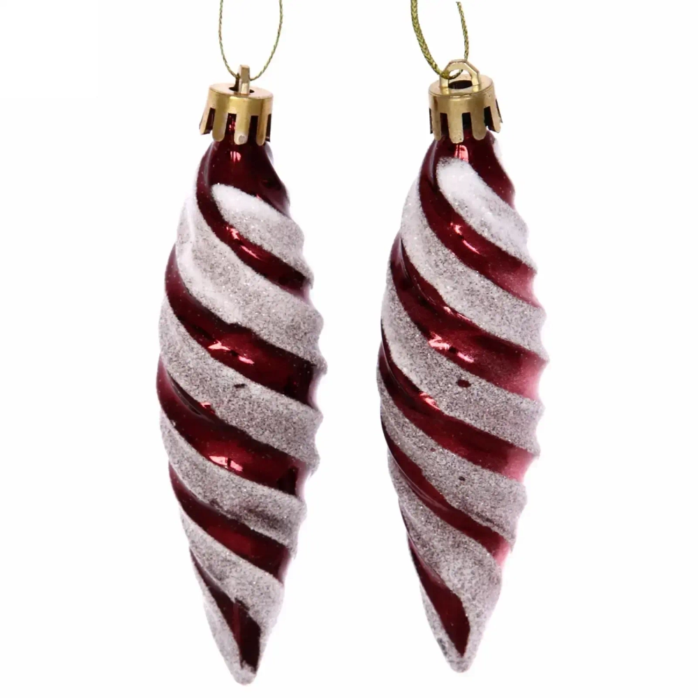 Ёлочные игрушки «Таинственное очарование» Сосульки 10 см (набор 2шт), темный рубин