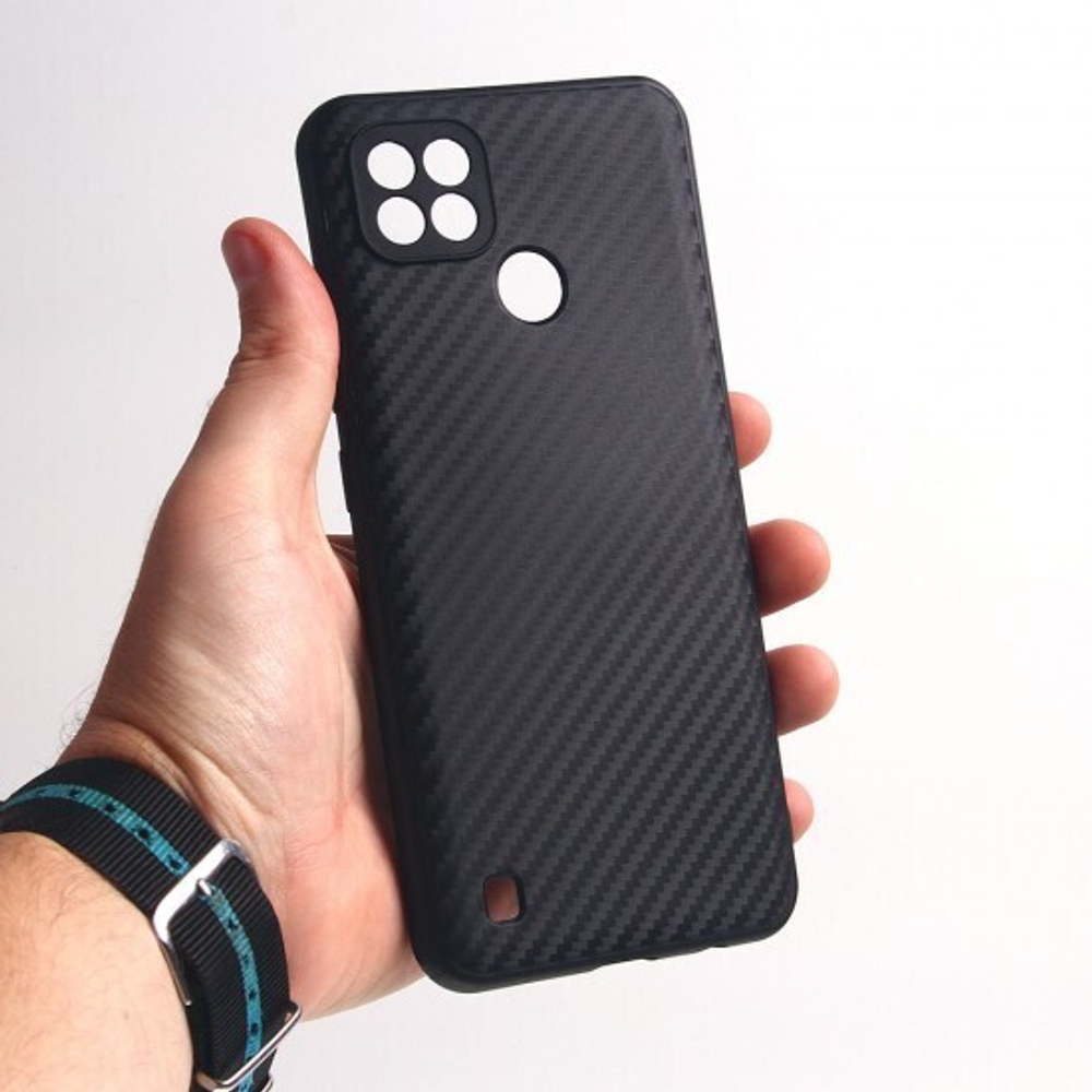 Чехол ТПУ карбон для Realme C21, 011068 Черный