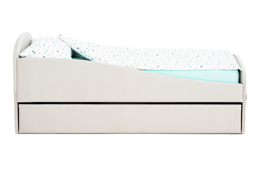 Детская мягкая кровать с ящиком Бельмарко Letmo ванильный велюр