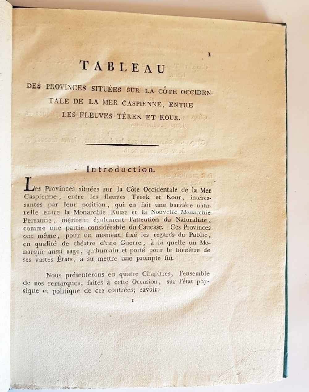 "Tableau des provinces situees sur la cote occidentale de la mer Caspienne entre les fleuves Terk et Kour".  Friedrich August Biederstein. 1798 г.