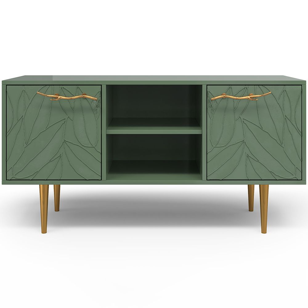 Тумба под ТВ Арт Колор leaves 117см Стайл Голд Зеленый нефрит