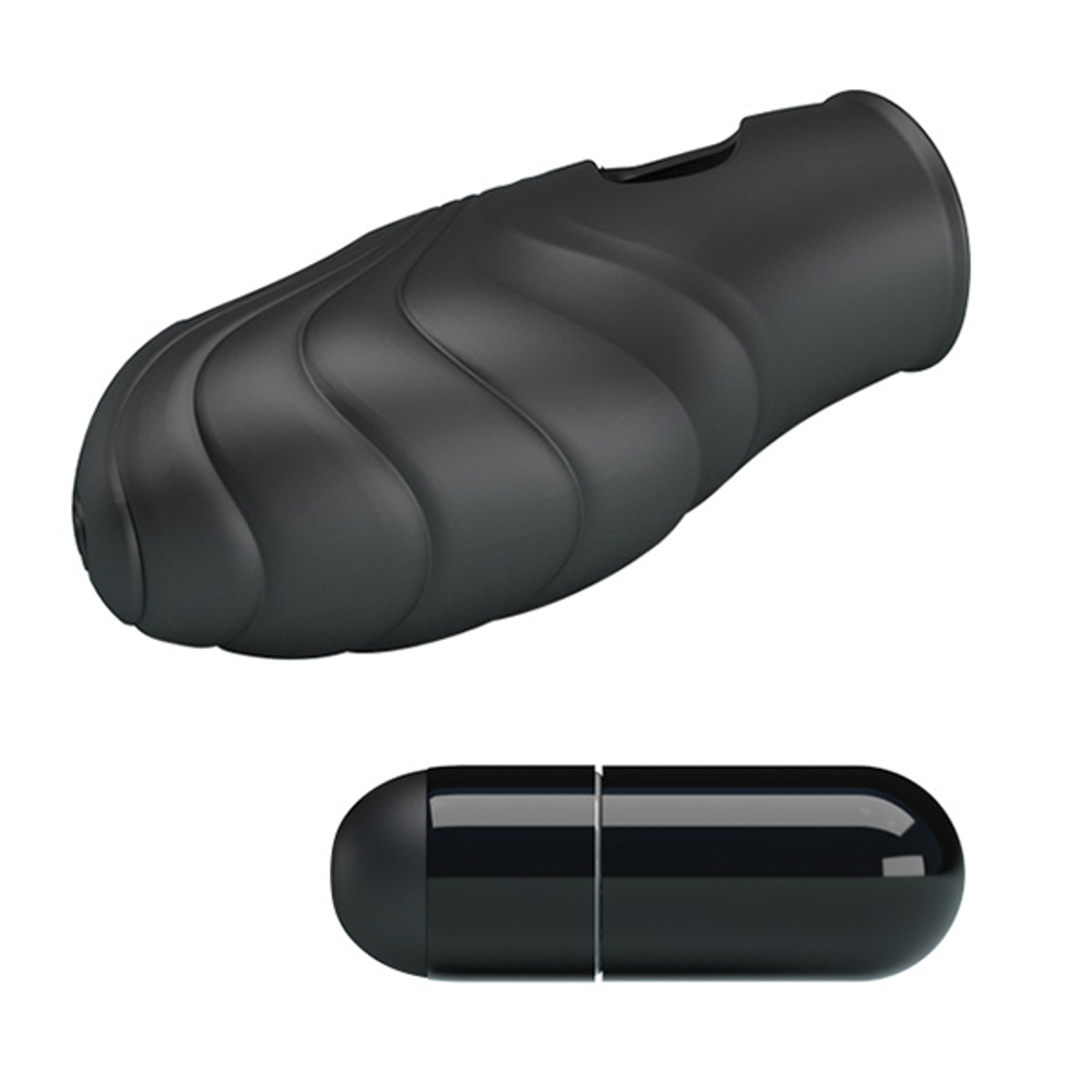 Рельефная вибронасадка 7,8см на палец Pretty Love Lich Finger Vibrator Black BI-014752