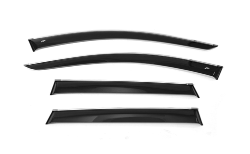 Дефлекторы боковых окон Cobra Tuning на Renault Duster 2021 широкие хромированный молдинг арт.RE14717CR