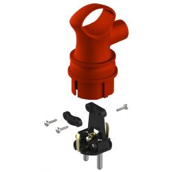 Вилка ЭРА VX12-R-IP44 каучуковая c заземлением 16А IP44 с кольцом угловая красная