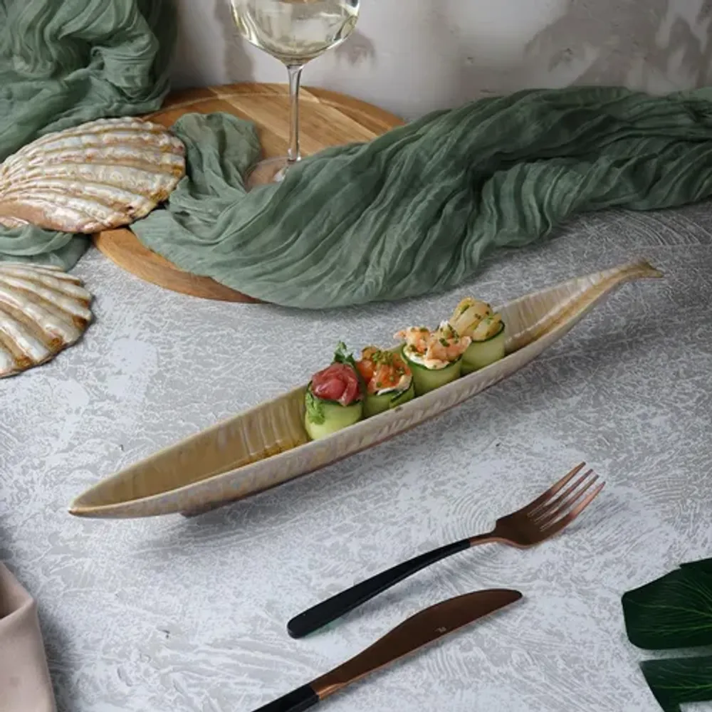 Блюдо овальное 44*5 см h4 см 200 мл Pearl Fish Sea Stone Frutti di Mare P.L. [4]