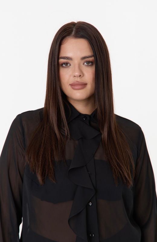 Блузка с воланами из шифона, черный