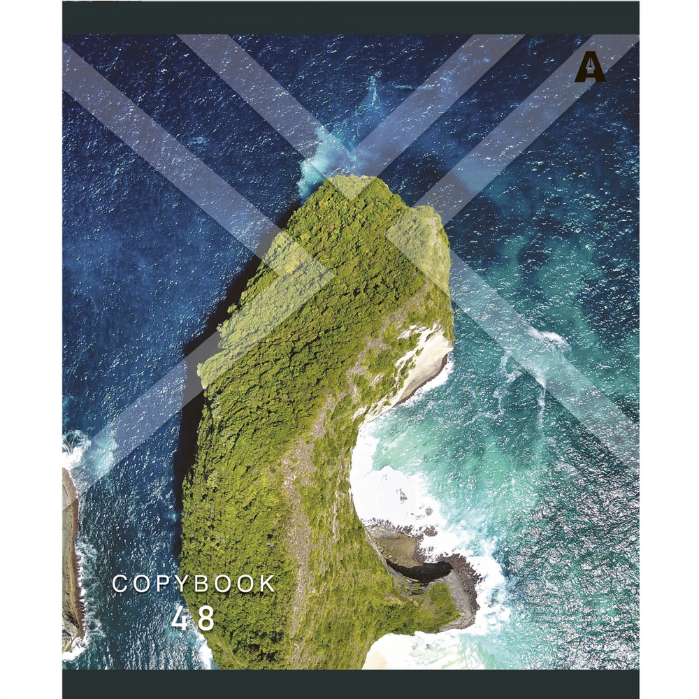 Тетрадь 48л., А5, клетка, Alingar "Необычный пейзаж", скрепка, мелованый картон ( стандарт), блок офсет, 5 дизайнов в пленке т/у