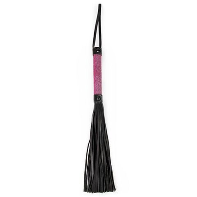 Аккуратная плетка с розовой рукоятью - 40 см. (Цвет: розовый с черным)