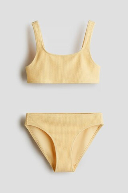 H&M КУПАЛЬНИК ИЗ РЕЛЬЕФНОЙ ТКАНИ, ЖЕЛТЫЙ
