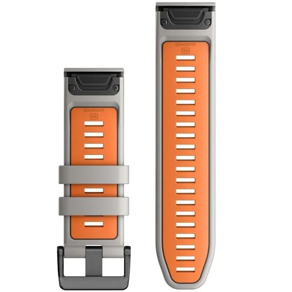 Ремешок сменный силиконовый Garmin QuickFit 26 мм fog gray/ember orange