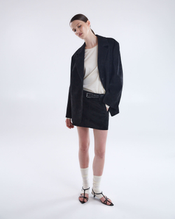 Жакет свободного кроя из искусственной замши черный