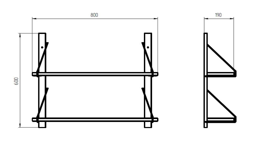 Полка настенная, 80х19х60, Алина, для ванной, стеллаж деревянный, MAKOSA