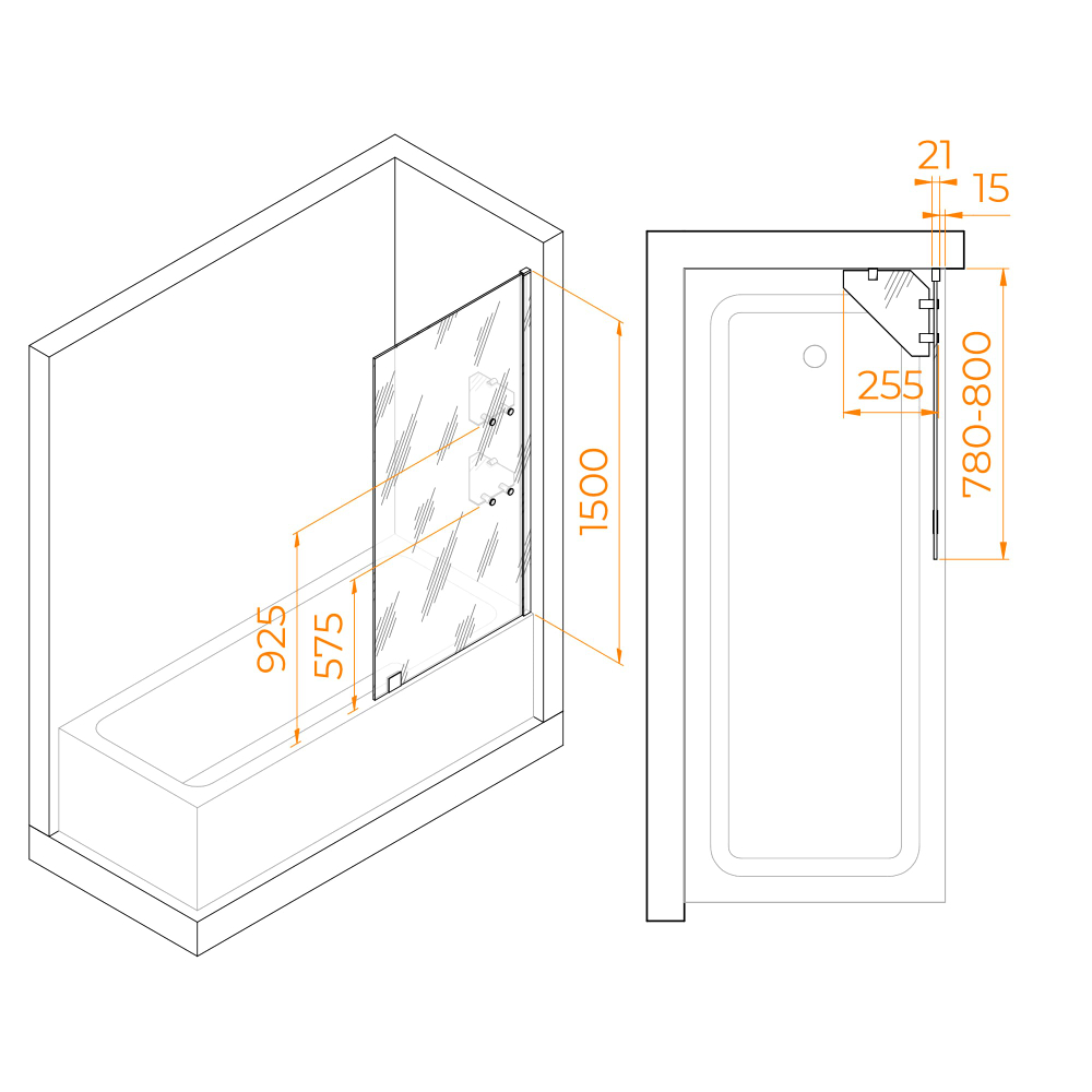 Шторка на ванну с полкой RGW SC-54