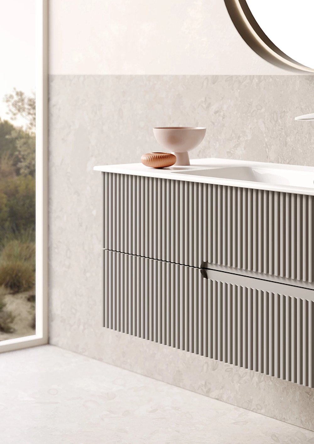 Тумба с раковиной Orka Moonlight 90 5001502 подвесная Бежевая матовая