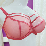 Коралловый бюстгальтер на косточках plus size с декоративными бретелями (Размер: 100F) (Цвет: коралловый)