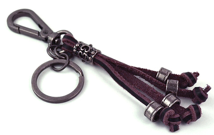Брелок для ключей с карабином "Шармы" из коричневой кожи и стали RSBR-058