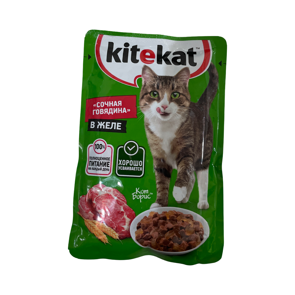 Корм для кошек Kitekat говядина желе м/у, 85г