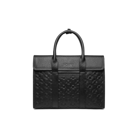NOMK Top Grain Cow Leather, Electric Laptop Bag, Handbag, Shoulder Bag, Crossbody Bag, Briefcase Large Men"s Black