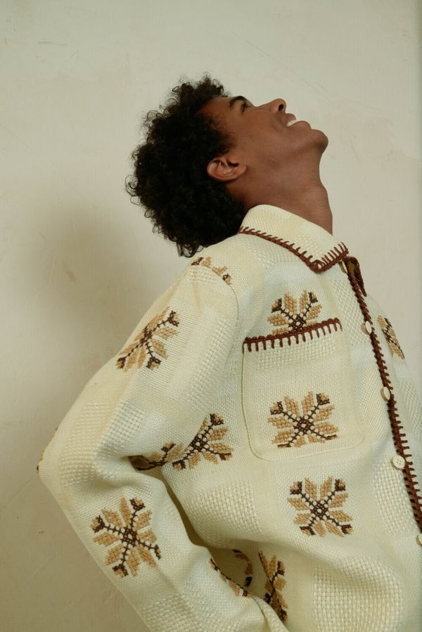 Рубашка с Коричневой Окантовкой / Brown Hem Long Sleeve бежевая - фото 7