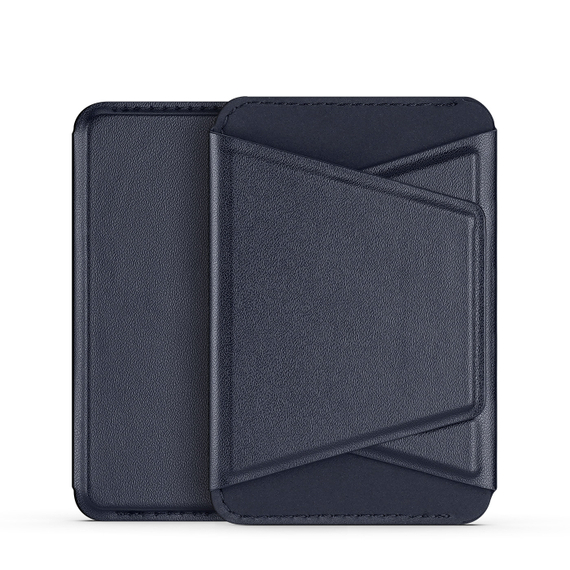 Магнитный держатель картхолдер с MagSafe синего цвета от Dux Ducis, серия Mawa Series Magnetic PU Leather