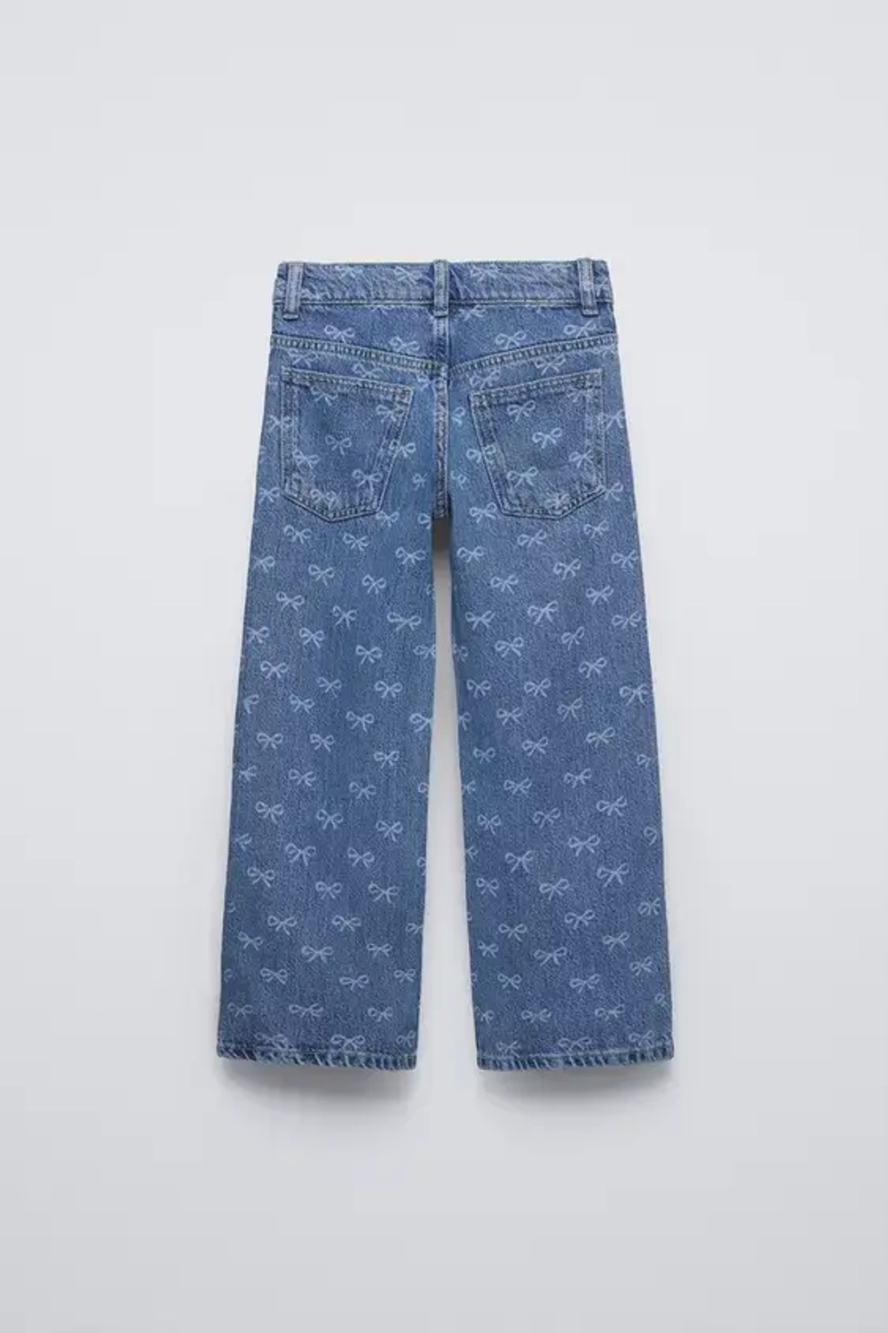 ZARA ДЖИНСЫ STRAIGHT С БАНТАМИ, СИНИЙ