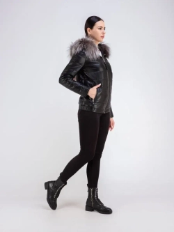 Куртка женская из натуральной кожи с капюшоном Турция