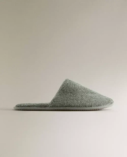 ZARA HOME МАХРОВЫЕ ТАПОЧКИ, ХАКИ