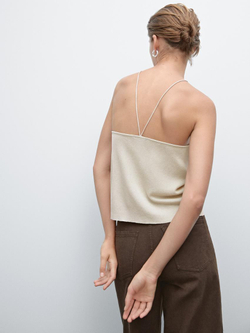 Massimo Dutti Топ на тонких бретелях с рельефным узором, дымчатый