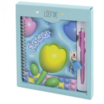 Блокнот в футляре, 18 см * 22 см, гребень, Alingar, мат.ламин, эффект 3D, ручка, замочек, диз. блок, линия, 45 л., "Тюльпаны", голубой