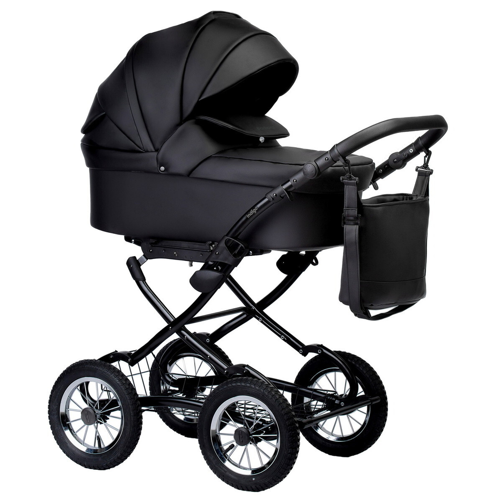 Детская коляска Indigo Barbara Eco Classic 2 в 1 Be03 черная кожа