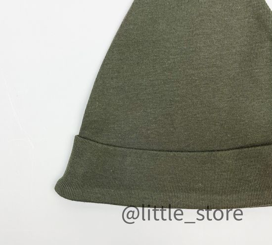 Шапочка однослойная "Прятки в листьях" зеленый хаки